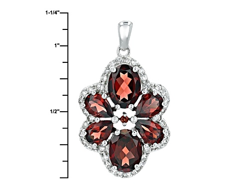 4.43ctw Vermelho Garnet™ With .38ctw White Zircon Rhodium Over Sterling Silver Pendant With Chain