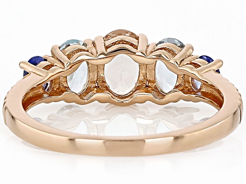 0.52ct Morganite with 0.29ctw Tanzanite and 0.74ctw Aquamarine 18k Rose Gold Over Silver Ring - Size 7