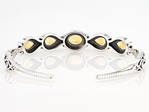 4.00ctw Mixed Shape Ctirine Sterling Silver Cuff Bracelet - Size 7