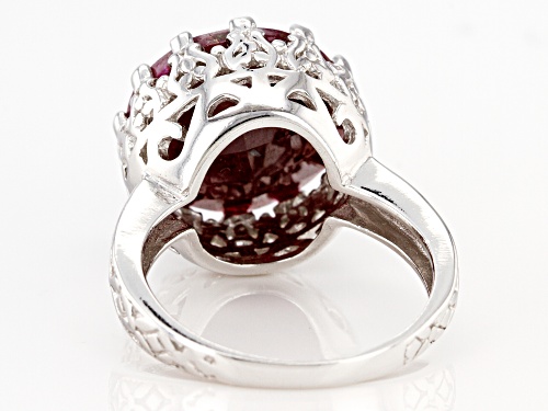 10.00ctw Round Ruby Rhodium Over Sterling Silver Ring - Size 7