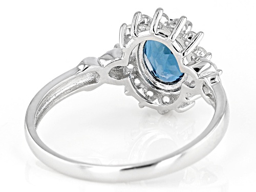 1.40ctw London Blue Topaz With 0.60ctw White Topaz Rhodium Over Sterling Silver Ring - Size 9