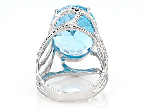 15.00ct Sky Blue Topaz Rhodium Over Sterling Silver Solitaire Ring - Size 7