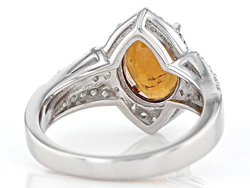 4.05ctw Orange Hessonite And White Zircon Rhodium Over Sterling Silver Ring - Size 7