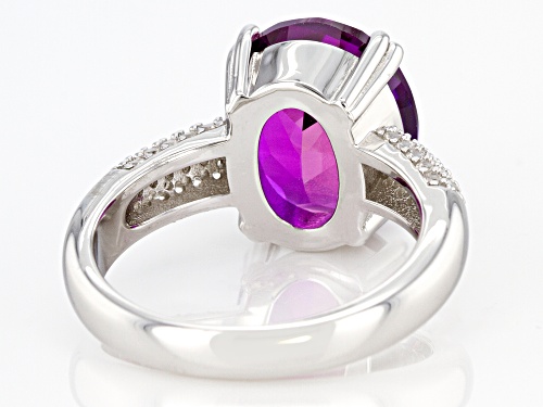 6.00ctw Lab Created Purple Sapphire with 0.40ctw White Zircon Rhodium Over Sterling Silver Ring - Size 8