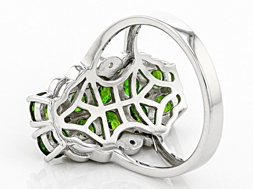 2.52ctw Round Chrome Diopside With 0.24ctw Round White Zircon Rhodium Over Sterling Silver Ring - Size 7
