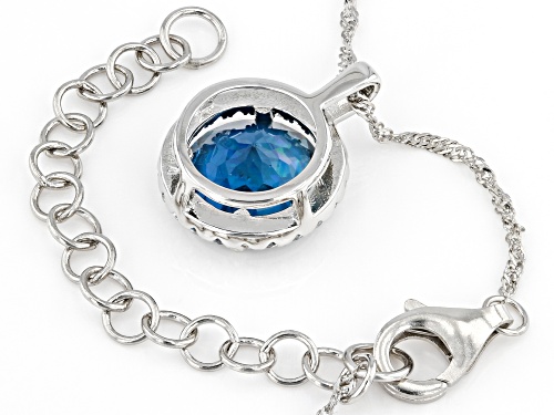 4.00ct London Blue Topaz with .30ctw White Topaz Rhodium Over Sterling Silver Pendant with Chain