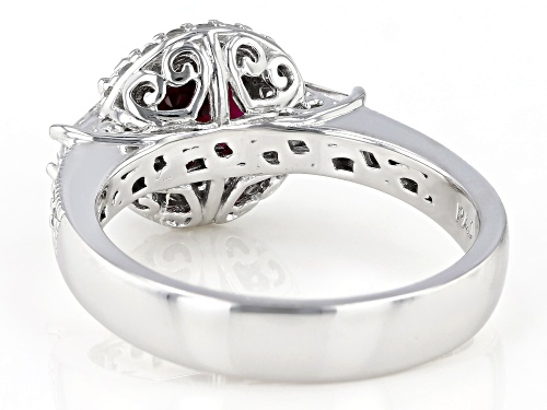 1.20ct Lab Created Ruby With .85ctw Lab Created White Sapphire Rhodium Over Sterling Silver Ring - Size 7