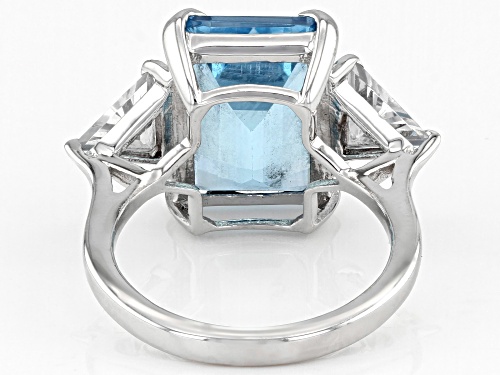 9.00ct Glacier Topaz™ With 1.10ctw White Topaz Rhodium Over Sterling Silver Ring - Size 8