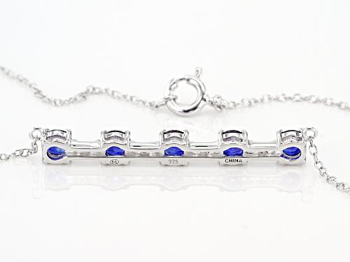 1.61ctw Lab Created Blue & White Sapphire Rhodium Over Sterling Silver Necklace - Size 18