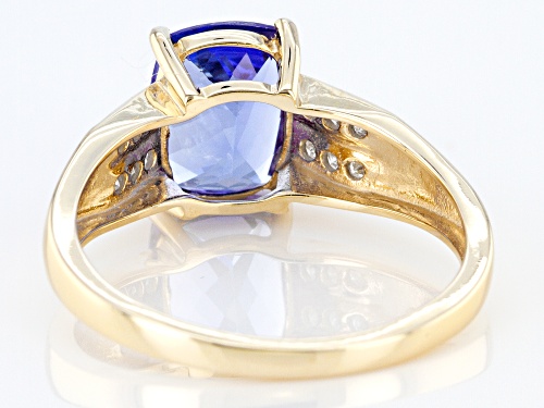 1.75ctw Tanzanite With 0.08ctw Diamond 10K Yellow Gold Ring - Size 7