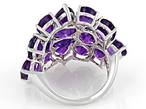8.50ctw Mixed Shapes Amethyst Rhodium Over Sterling Silver Ring. - Size 7