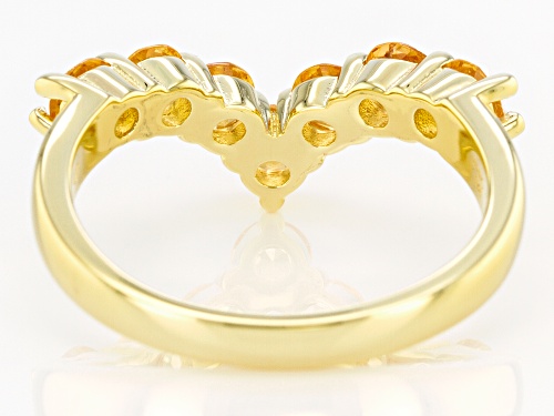 1.50ctw Round Mandarin Garnet 18K Gold Over Sterling Silver Chevron Band Ring - Size 8