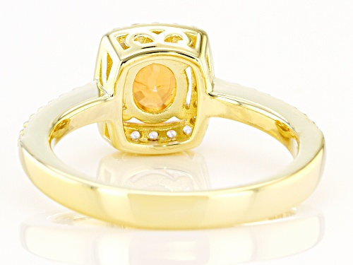 0.85ctw Oval Mandarin Garnet With 0.45ctw White Zircon 18K Yellow Gold Over Sterling Silver Ring - Size 9
