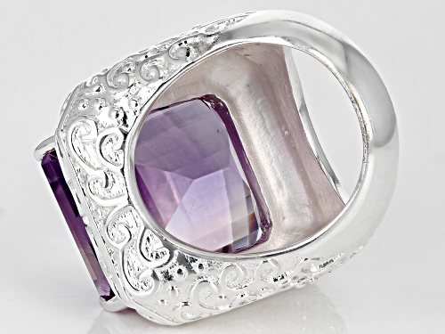18.00ct Rectangular Octagonal Lavender Amethyst Sterling Silver Over Brass Ring - Size 7