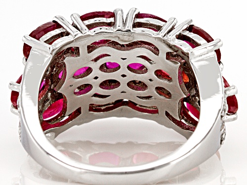 8.50ctw Oval Mahaleo® Ruby With 0.25ctw White Zircon Rhodium Over Sterling Silver Ring - Size 6