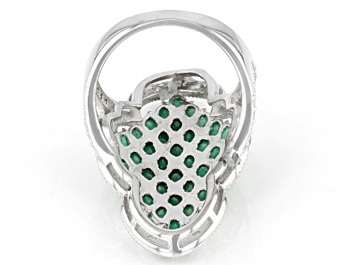 3.00ctw Marquise Emerald With 0.59ctw White Zircon Rhodium Over Sterling Silver Ring - Size 8