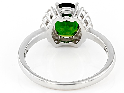1.61ct Oval Chrome Diopside With 0.30ctw White Zircon Rhodium Over Silver Ring - Size 8