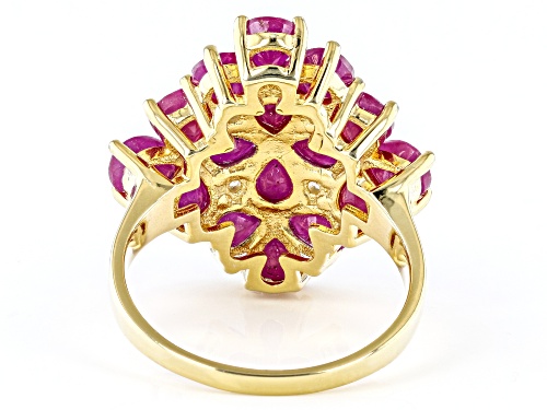 4.50ctw Ruby With 0.20ctw White Zircon 14k Yellow Gold Over Sterling Silver Ring - Size 7