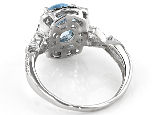 1.85ct Glacier Topaz™ With .02ctw White & Blue Diamond Accents Rhodium Over Sterling Silver Ring - Size 10