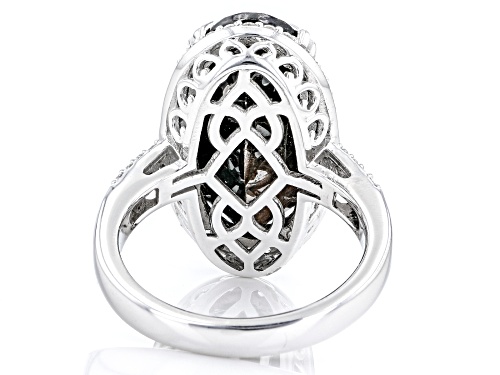 11.05ct Golden Sheen Sapphire With 0.41ctw White Zircon Platinum Over Sterling Silver Ring - Size 7