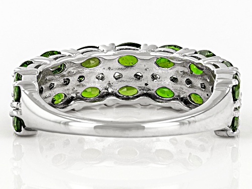 3.10ctw Oval Chrome Diopside Rhodium Over Sterling Silver Ring - Size 7