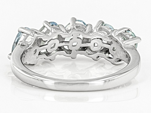 1.89ctw Oval Aquamarine Rhodium Over Sterling Silver Ring - Size 7