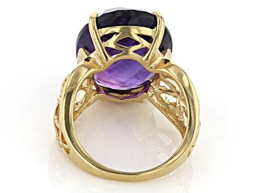 13.25ct Oval African Amethyst 18k Yellow Gold Over Sterling Silver Solitaire Ring - Size 8