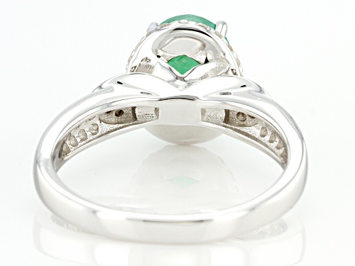 1.50ctw Emerald With .30ctw White Zircon Rhodium Over Sterling Silver Ring - Size 10