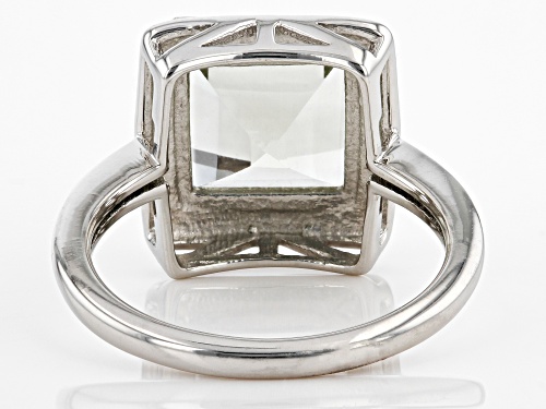 3.90ct Prasiolite With 0.10ctw White Topaz Rhodium Over Sterling Silver Ring - Size 8