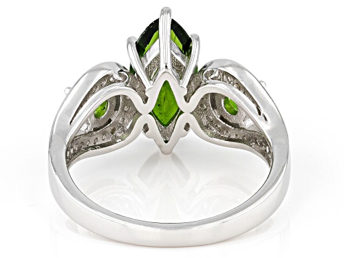 2.15ctw Chrome Diopside With 0.38ctw White Zircon Rhodium Over Sterling Silver Ring - Size 6
