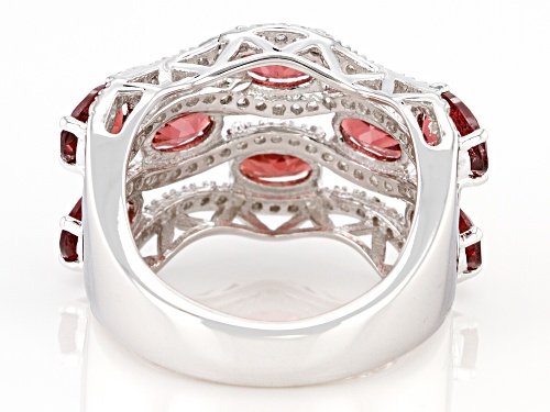 4.48ctw Oval Color Shift Garnet With 0.72ctw White Zircon Rhodium Over Sterling Silver Ring - Size 7