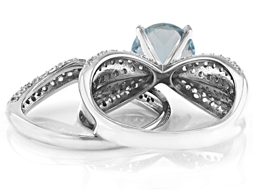 2.00ct Glacier Topaz™ With 1.60ctw White Zircon Rhodium Over Sterling Silver Ring Set - Size 6