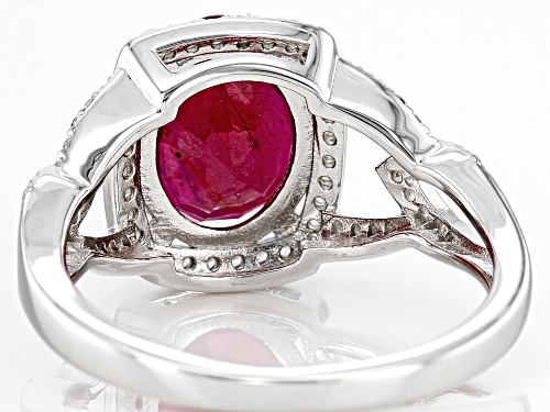 2.75ct Oval Mahaleo(R) Ruby With 0.35ctw Round White Zircon Rhodium Over Sterling Silver Ring - Size 9