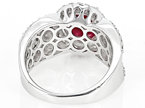 3.00ct Mahaleo(R) Ruby With 1.35ctw White Zircon Rhodium Over Sterling Silver Ring - Size 6