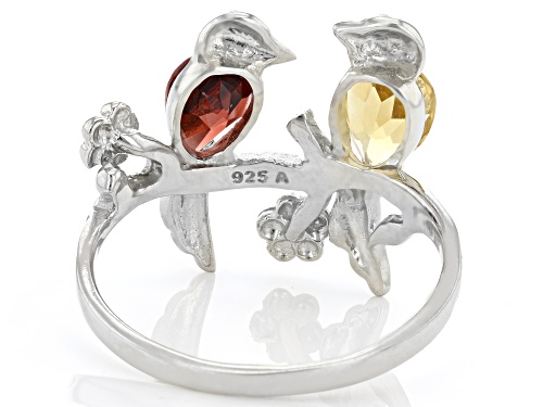 0.45ct Pear Citrine And 0.45ct Pear Garnet Rhodium Over Sterling Silver 
