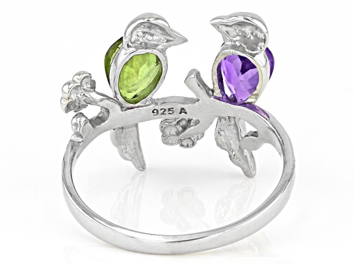 0.45ct Amethyst And 0.45ctw Manchurian Peridot™ Rhodium Over Sterling Silver 