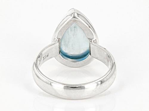14x10mm Pear Dreamy Aquamarine Sterling Silver Solitaire Ring - Size 7
