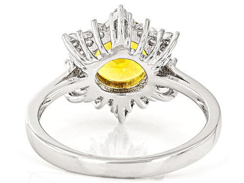 2.02ct Lab Created Yellow Sapphire And 0.48ctw Lab Created White Sapphire Rhodium Over Silver Ring - Size 8