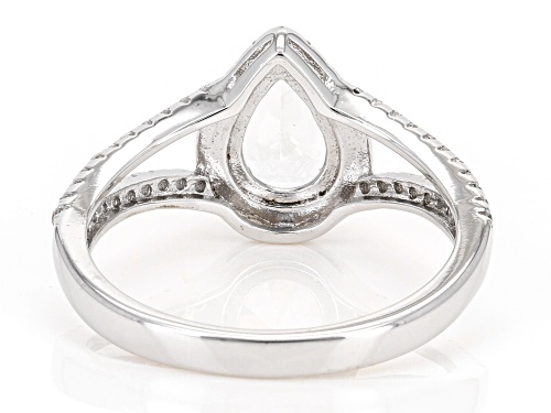 1.75ctw Pear Shape Lab Created White Sapphire Rhodium Over Sterling Silver Ring - Size 9