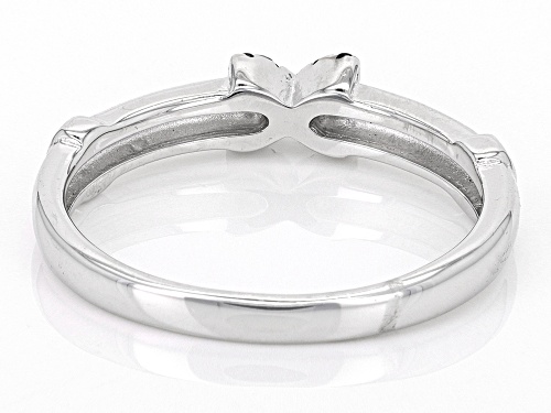 0.06ctw Round Black Spinel Rhodium Over Sterling Silver Ring - Size 8