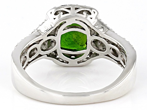1.80ct Chrome Diopside with 0.68ctw White Zircon Rhodium Over Sterling Silver Ring - Size 10