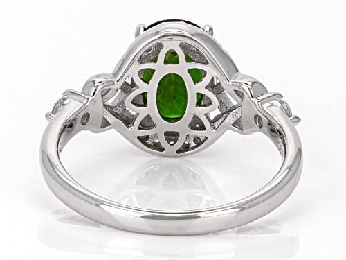 1.80ct Chrome Diopside with 0.30ctw White Zircon Rhodium Over Sterling Silver Ring - Size 9