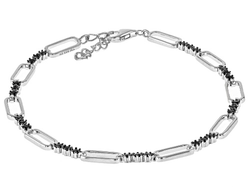 3.11ctw Black Spinel Rhodium Over Sterling Silver Earrings, Bracelet, and Ring Set