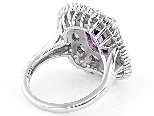 4.09ctw Amethyst with 1.26ctw Lab Created White Sapphire Rhodium Over Sterling Silver Ring - Size 9