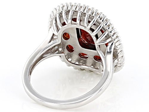 5.71ctw Garnet with 1.26ctw Lab Created White Sapphire Rhodium Over Sterling Silver Ring - Size 6