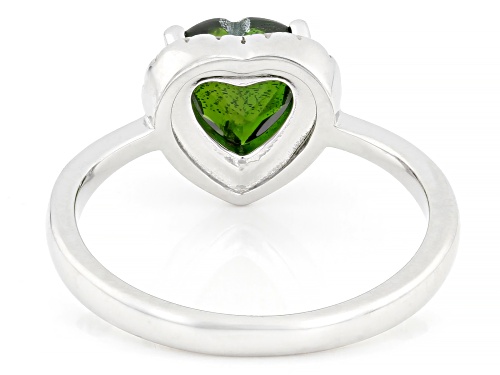 1.10ct Chrome Diopside With 0.20ctw White Zircon Rhodium Over Sterling Silver Ring - Size 7