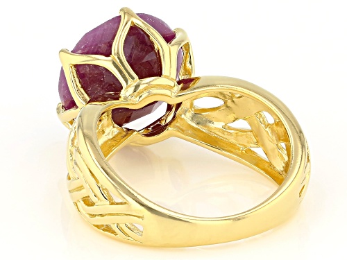 8.50ct Round Indian Ruby 18k Yellow Gold Over Sterling Silver Ring - Size 7