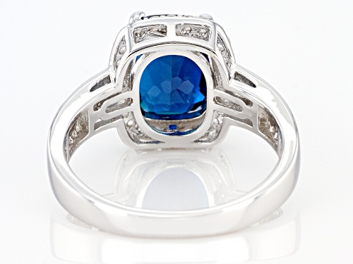3.35ct London Blue Topaz With 0.55ctw White Zircon Rhodium Over Sterling Silver Ring - Size 9