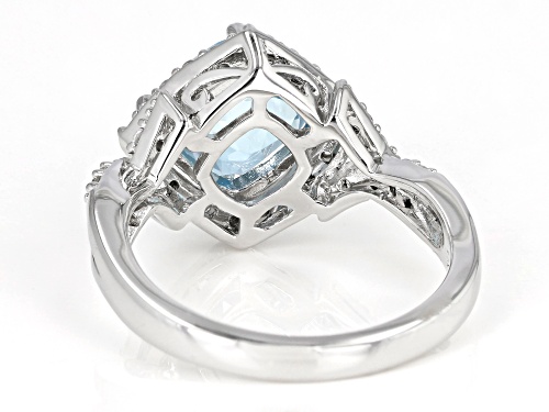 2.70ct Sky Blue Topaz With 0.33ctw Lab Created White Sapphire Rhodium Over Sterling Silver Ring. - Size 7