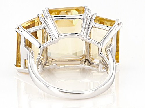 Citrine 16.88ctw Rhodium Over Sterling Silver 3 Stone Ring - Size 8